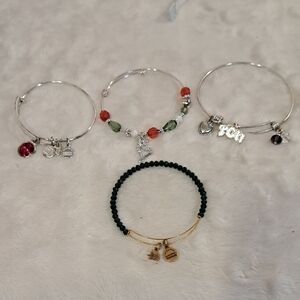 Elegant Silver and Gold Charm Bracelets Set
